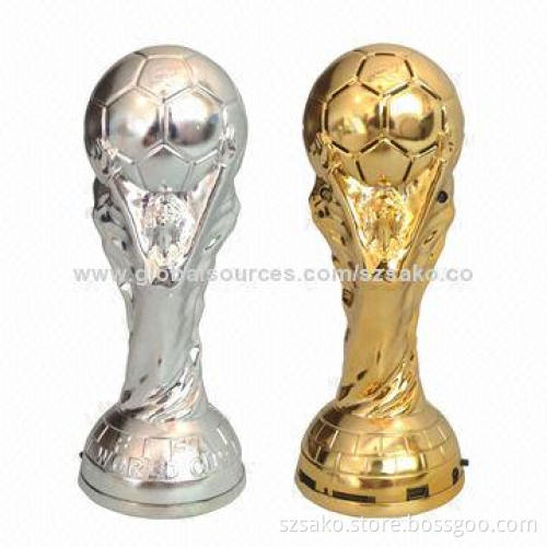 2014 FIFA Trophy Brazil World Cup Mini Speaker with FM Radio/Double-end Cable, Golden/Silvery Color